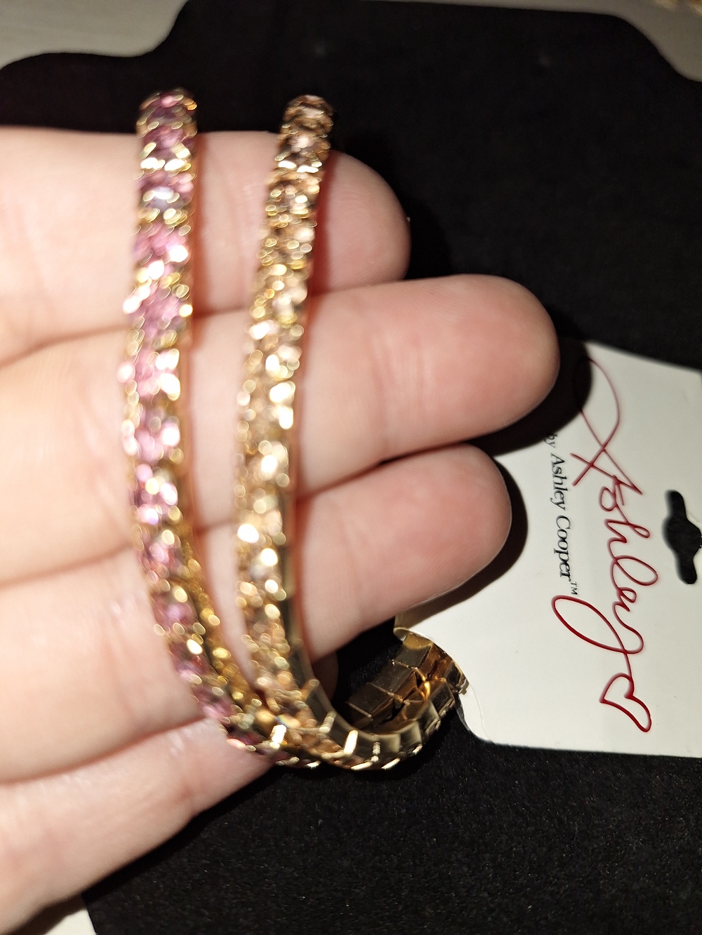 🇺🇸3/$15🇺🇲 Ashley Cooper Pink & Gold Crystal Link Bracelet Duo